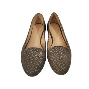 Loeffler Randall Grey Suede Snakeskin Pattern Loafers